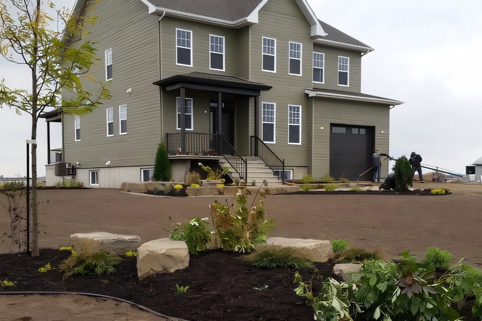Le terrain nu devant la maison neuve